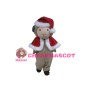 Docile Sheep With Christmas Shawl Mascot Costume