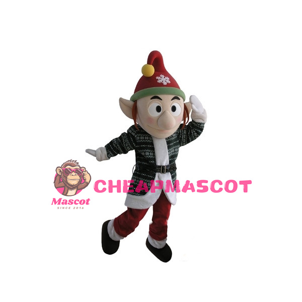 Big Nose Elf With Christmas Hat Mascot Costume