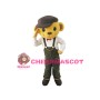 Saluting Yellow Bear Mascot Costume
