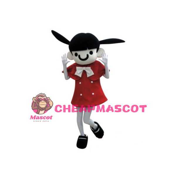 Beautiful Girl With Double Ponytails Mascot Costume
