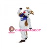 White Cow With Tongue Out Mascot Costume
