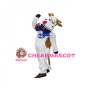 White Cow With Tongue Out Mascot Costume