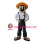 Simple Farmer With Orange Hat Mascot Costume
