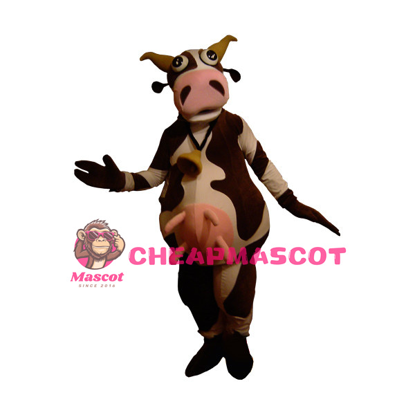 Suckling Cow Wearing Bell Mascot Costume