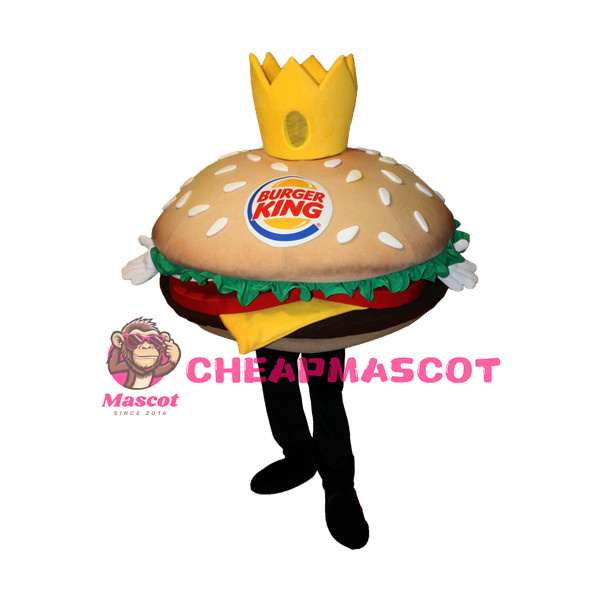 Cartoon Crown Hamburger Mascot Costume