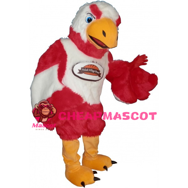 Long Fur Red & White Eagle Mascot Costume