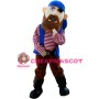 Greedy One-eyed Pirate With Blue Scarf Mascot Costume