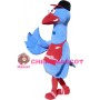 Long Neck Blue Bird With Sports Vest Mascot Costume