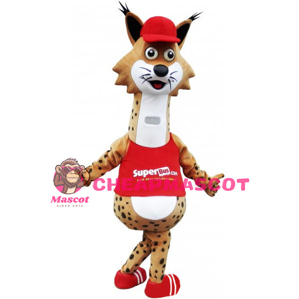 Strange Look Funny Giraffe With Red Top Mascot Costume