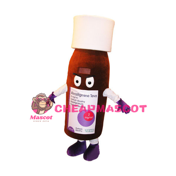 Brown Capsule Medicine Bottle Mascot Costume