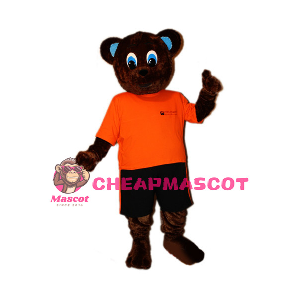 Blue Eyes Dark Brown Bear Mascot Costume