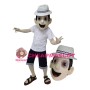 Casual Man With Woven Hat Mascot Costume