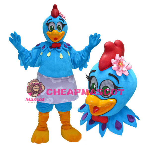 Blue Chicken With Flower Skirt Mascot Costume