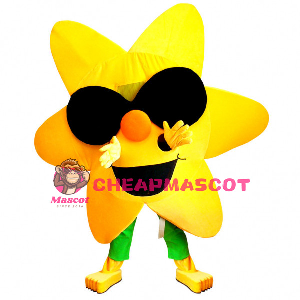Yellow Star With Sunglasses Mascot Costume