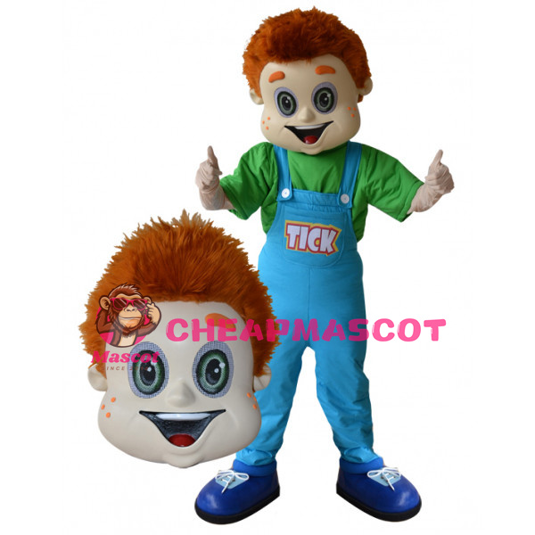 Excited Orange Hair Boy Mascot Costume