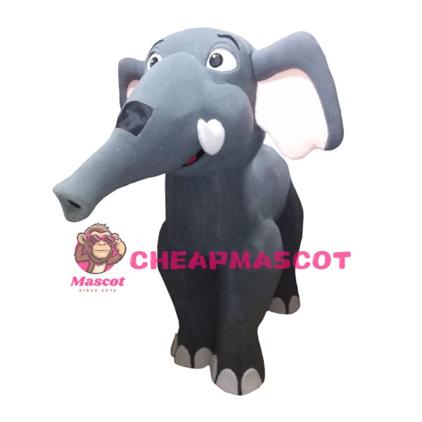 Realistic Clever Adult Elephant Mascot Costume
