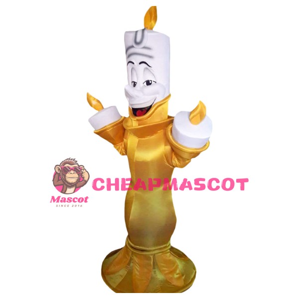 Burning Candle On Golden Candlestick Mascot Costume