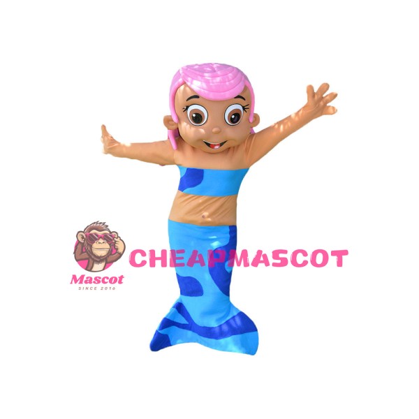 Pink Hair Blue Mermaid Mascot Costume