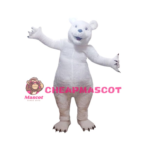 Tall Strong Cartoon White Bear Mascot Costume
