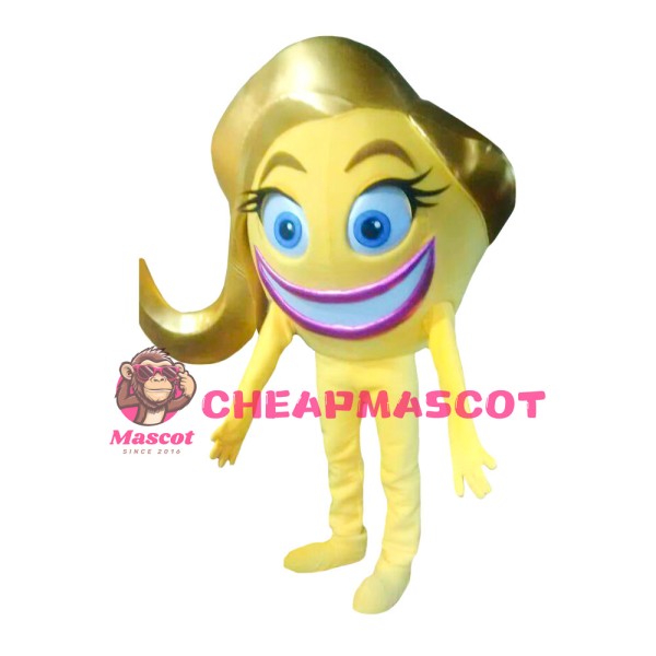 Gold Hair Round Doll Mascot Costume