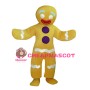 Bright Yellow Gingerbread Man Mascot Costume
