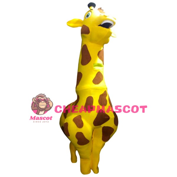 Proud Fat Cartoon Giraffe Mascot Costume