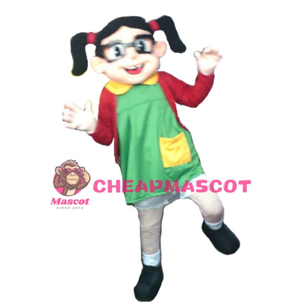 Jumping Up And Down Little Girl Mascot Costume