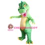 With Sharp Tooth Green Dinosaur Mascot Costume