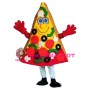Cartoon Black Pepper Sausage Pizza Piece Mascot Costume