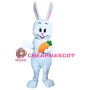 Slim Tall White Rabbit Carrying Carrot Mascot Costume