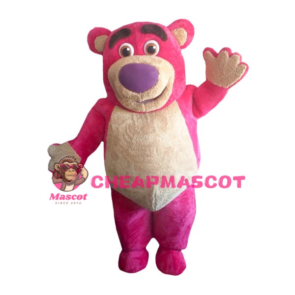 Purple Nose Fat Pink Bear Mascot Costume