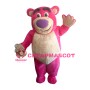 Purple Nose Fat Pink Bear Mascot Costume