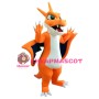Greasy Orange Dragon With Green Eyes Mascot Costume