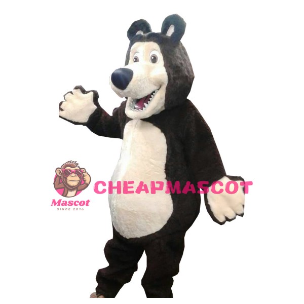 Sturdy Brown & White Bear Mascot Costume