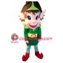 Funny Cartoon Elf With Green Set Mascot Costume