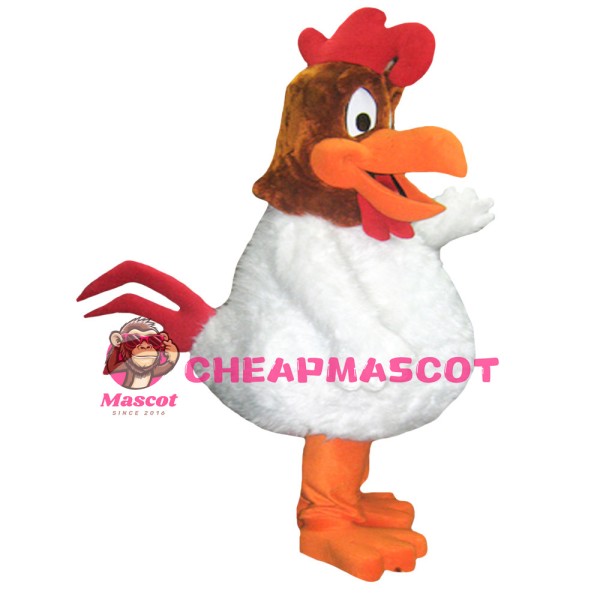 Crowing Fat White Chicken Mascot Costume