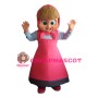 Female Worker In Pink Apron Mascot Costume