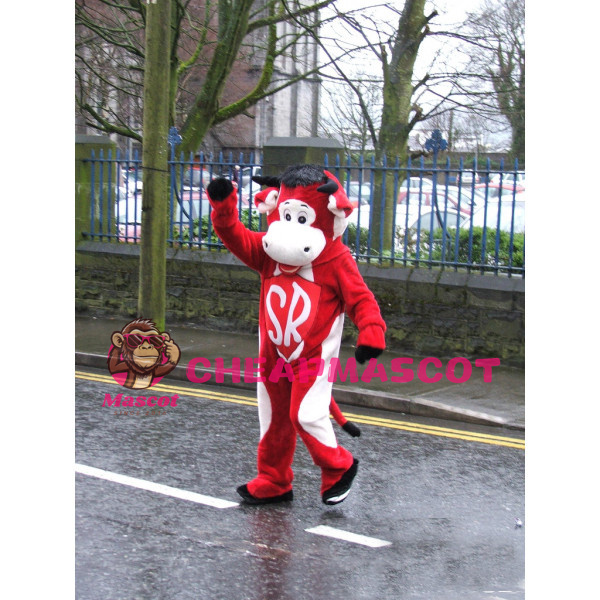 Adult Size Cartoon Red Bull Mascot Costume 