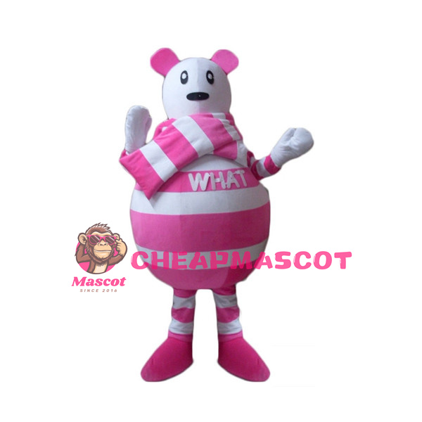 Cartoon Pink Striped Bear Lightweight Mascot Costume For Adult