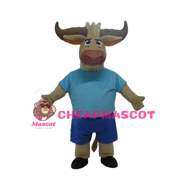Adult Cartoon Brown Buffalo Mascot Costume