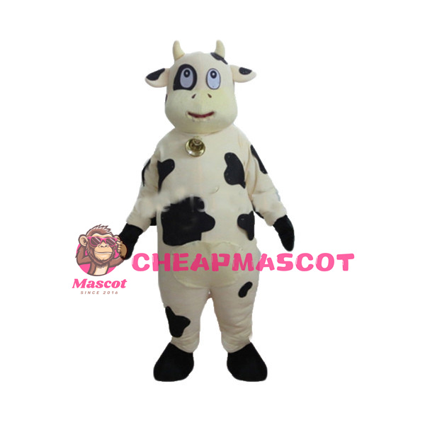 Cute Cartoon Yellow Cow With Bells Mascot Costume  