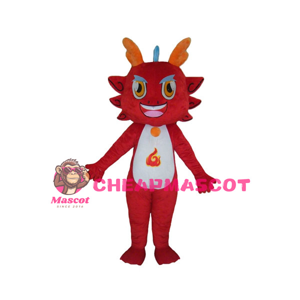 Adult Cartoon Chinese Fire Dragon Mascot Costume
