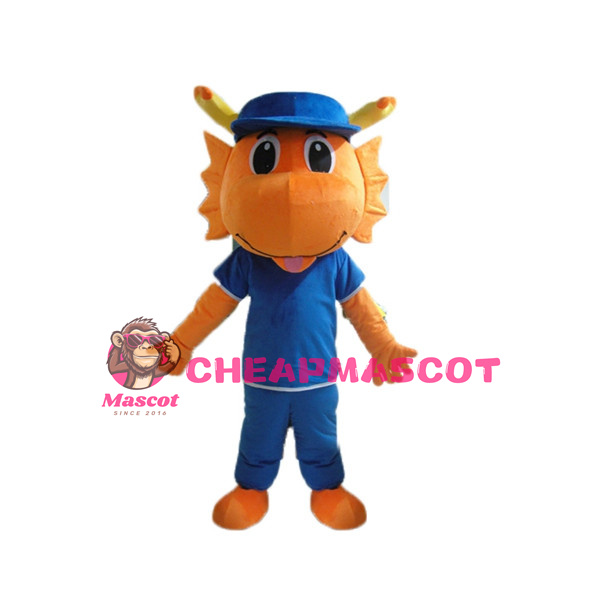 Lovely Cartoon Orange Dragon Mascot Adult Costume 