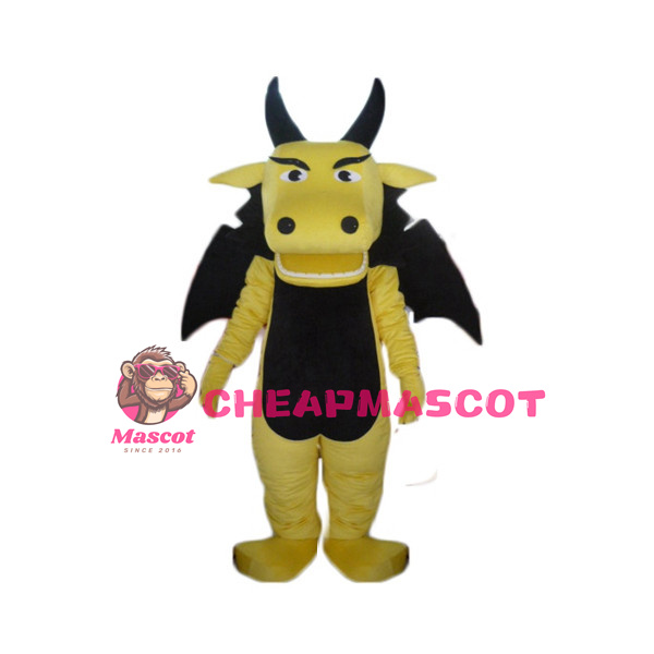 Adult Cartoon Yellow Dragon Mascot Costume 