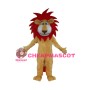 Cartoon Lion With Red Mane Mascot Costume