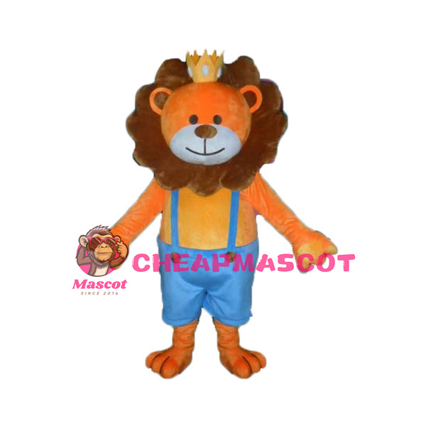 Adult Cartoon King Orange Lion Mascot Costume