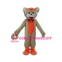 Gray & Orange Cat With Red Bow Tie Mascot Costume