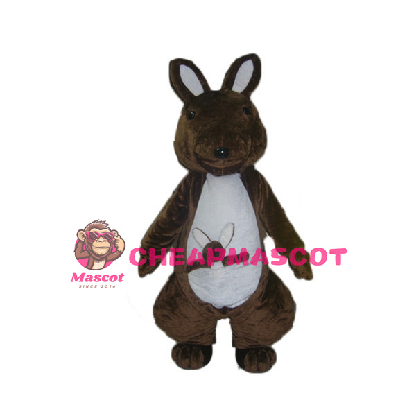 Dark Brown Kangaroo With Kangaroo Cub Mascot Adult Costume 