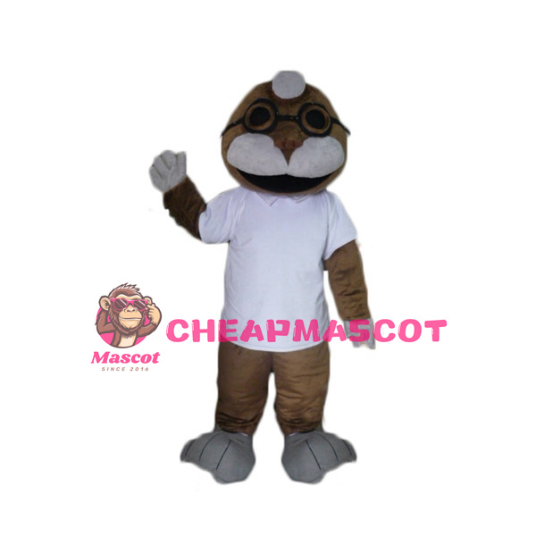 Cartoon Adult Brown Seal Lion Mascot Costume 