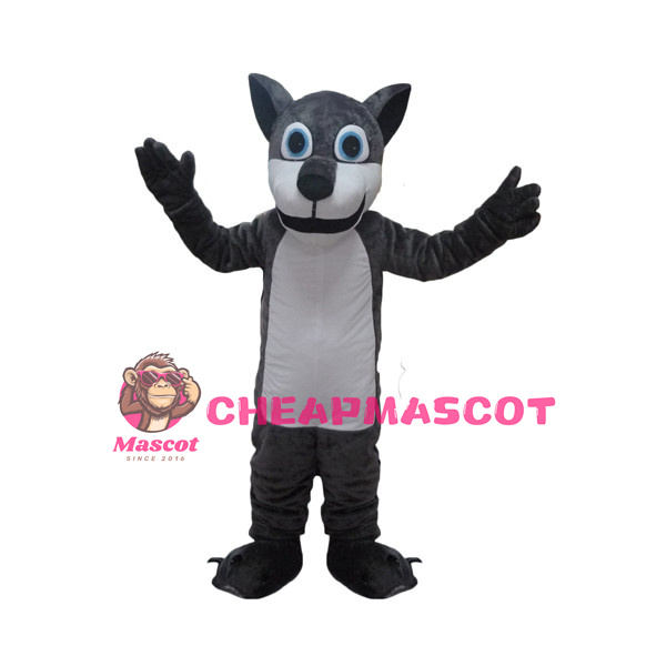 Dark Gray Wolf Mascot Adult Costume 